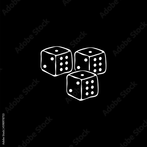 Simple illustration of casino dices icon isolated on black background