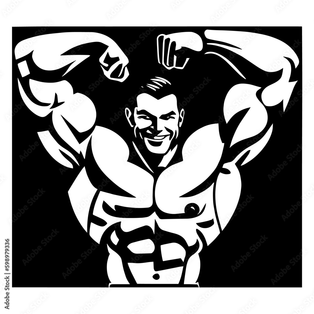 Fototapeta premium bodybuilder vector design black and white