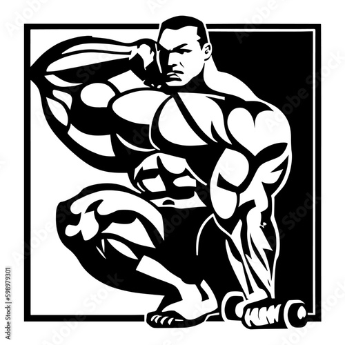 bodybuilder vector design black and white