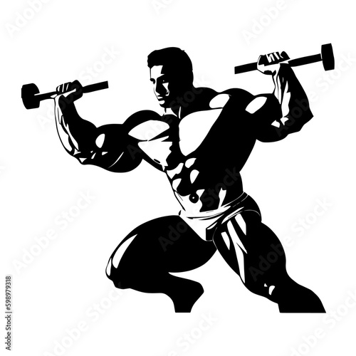 bodybuilder vector design black and white