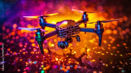 Captivating Holiday Photoshoot with Drone and Stunning Decor: A Festive Celebration in Gold, Glass, and Music, Generative AI