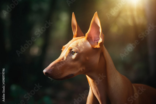 Portrait of Pharaoh Hound dog. Generative AI illustration