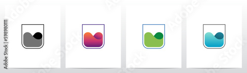 Water Liquid Inside Letter Logo Design U