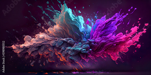Colorful Paint Explosion - Abstract Background - Generative AI