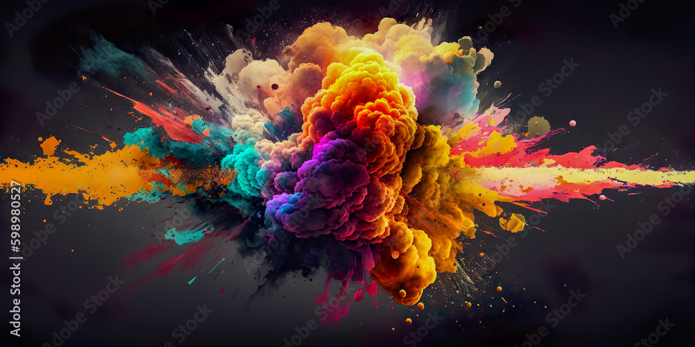 Colorful Paint Explosion - Abstract Background - Generative AI