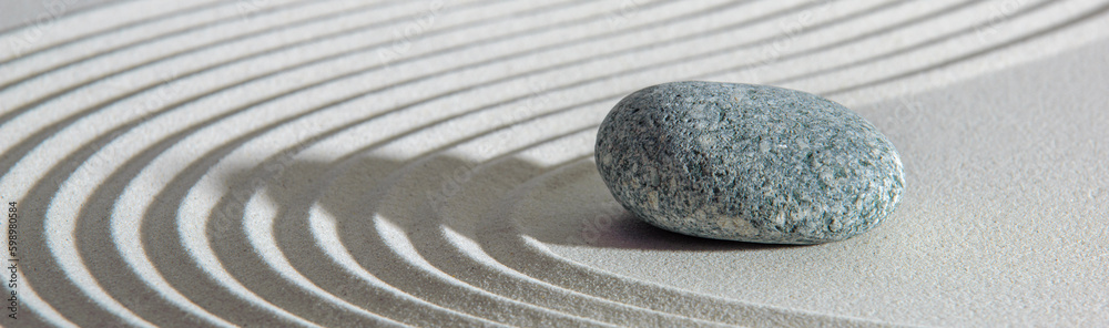 Εκτύπωση καμβά Japanese Zen garden with stone in textured sand