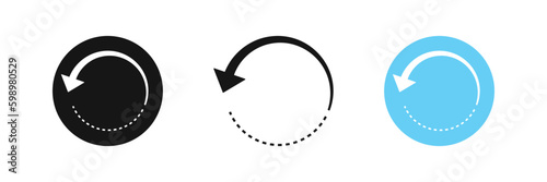 Circle turn icon. Arrow rotate symbol. Spin signs. Reload symbols. Rotation 360 degree icons. Black, blue color. Vector sign.