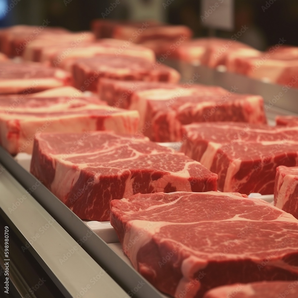 Fototapeta premium Raw Beef, Kebab preparation and cooking, AI Generative