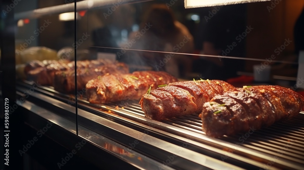 Raw Beef, Kebab preparation and cooking, AI Generative