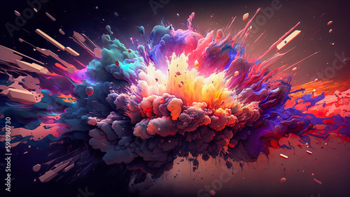 Colorful Paint Explosion - Abstract Background - Generative AI