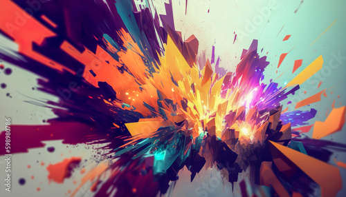 Colorful Paint Explosion - Abstract Background - Generative AI
