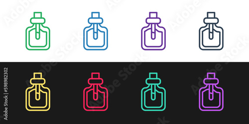 Set line Perfume icon isolated on black and white background. Vector