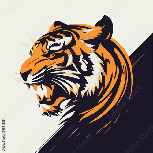 Fototapeta Naklejka Na Ścianę i Meble -  Tiger head mascot esport logo vector illustration with isolated background