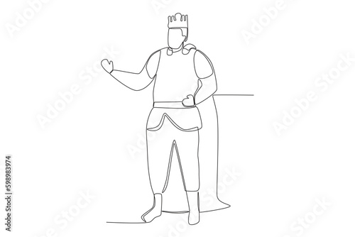 A king leads his people. King one-line drawing