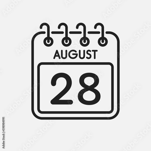 Icon page calendar day - 28 August