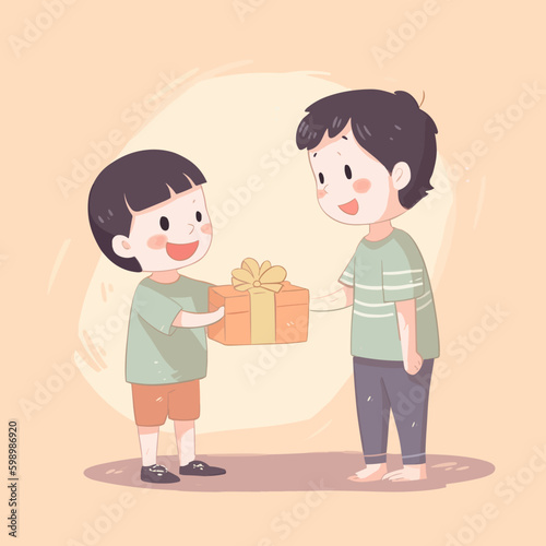 Boy handing a present to his mother © Juciene