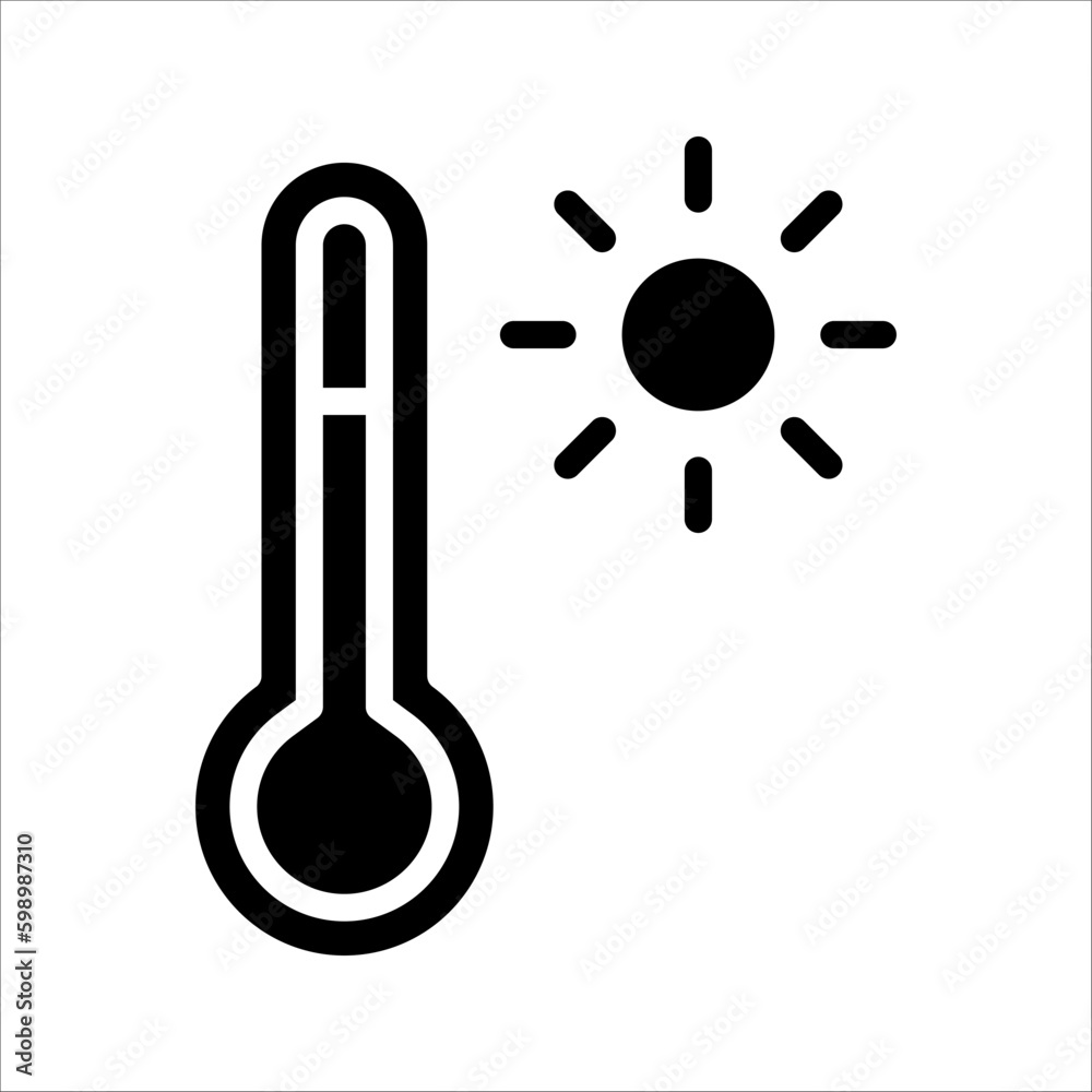 heat thermometer icon, vector measurement symbol hot, weather vector illustration on white background
