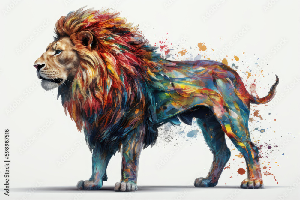Obraz premium Realistic drawing lion.