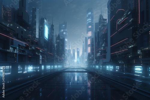 A futuristic cityscape with advanced finance and banking technology  Generative AI