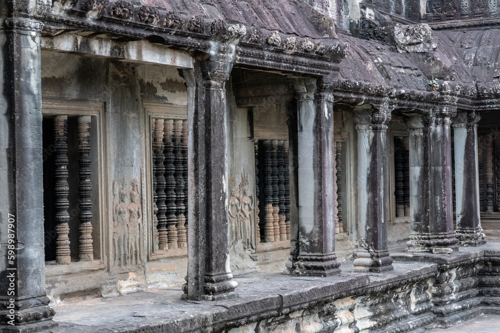 Stone craving in Angkor Wat Temple, Siem Reap, Cambodia