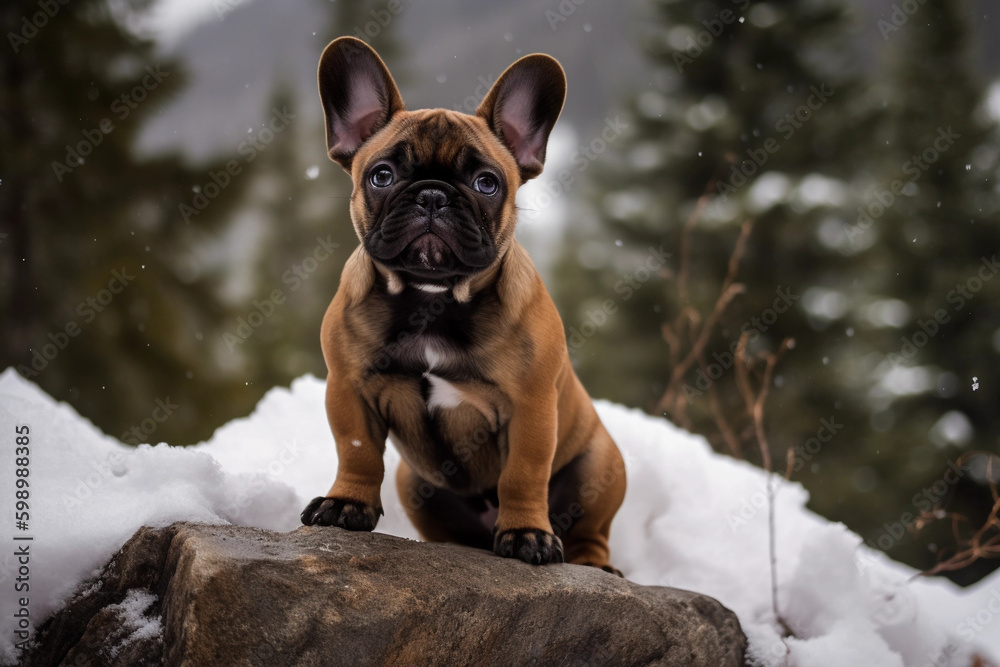 French Bulldog. Portrait of a French Bulldog dog. generative ai. Dog portrait brown french bulldog