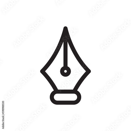 Calligraphic pen tool vector icon. Add anchor point flat sign design. Fountain pen symbol. Add anchor line pictogram. UX UI icon