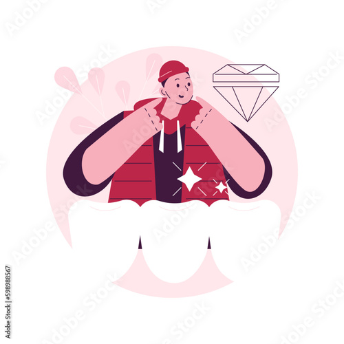 Grills jewelry teeth abstract concept vector illustration. Hip hop culture, wearing golden grills, dental jewelry, precious stones, removable teeth wear, custom manufacturing abstract metaphor.