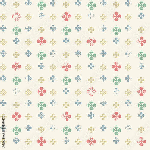 Seamless abstract geometric multi colour flower texture background pattern.simple flower with cream background,decoration art,tile pattern,ornamental,textile seamless vector.
