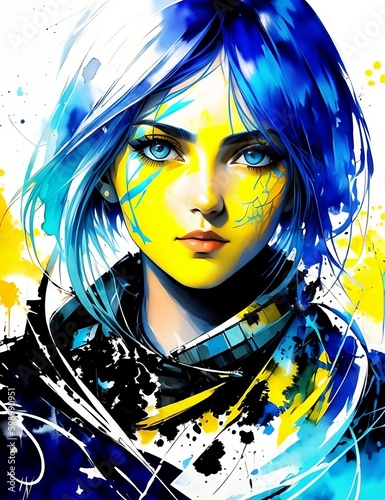 Girl-warrior Ukraine. (Created with Generative AI technology)