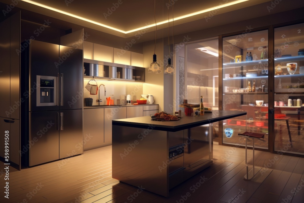 Modern Smart Kitchen Created by AI