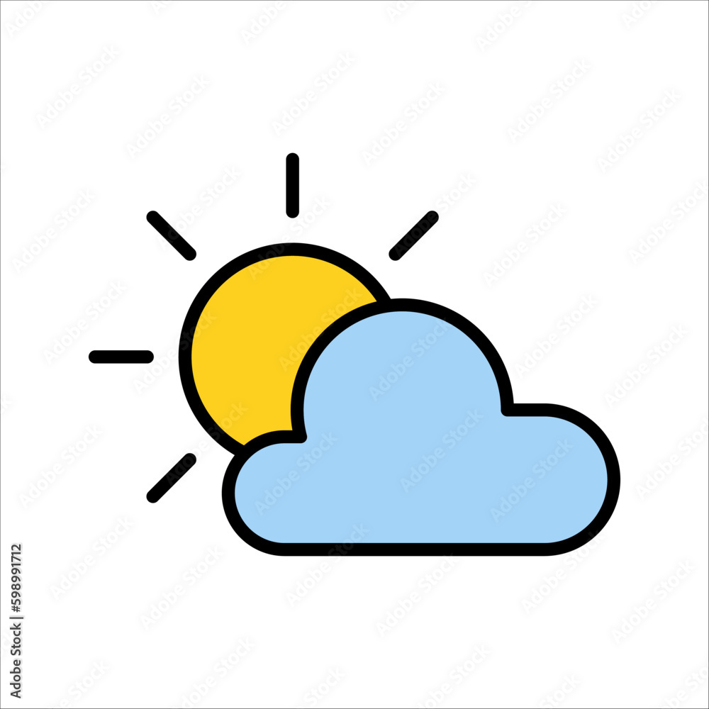 Weather line icon. Sun, rain, thunder storm, dew, wind, cloud, night, Afternoon, rainbow. vector illustration on white background Weather line icon. Sun, rain, thunder storm, dew, wind, cloud, night, Afternoon, rainbow. vector illustration on white background