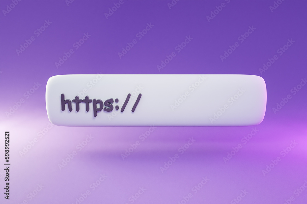 floating web address bar symbol on colorfull infinite background; https domain secure encryption concept; 3d illustration floating web address bar symbol on colorfull infinite background; https domain secure encryption concept; 3d illustration