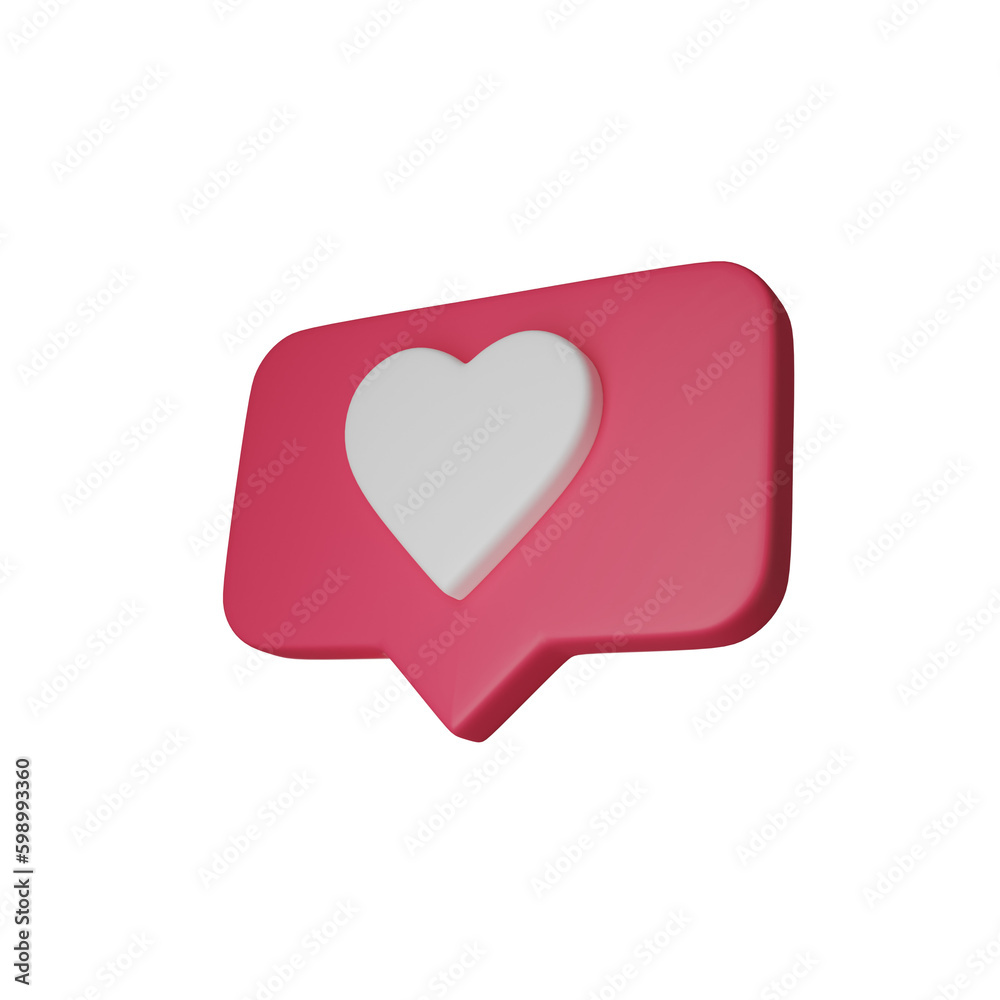3d render pink heart shaped box transparent background icon 