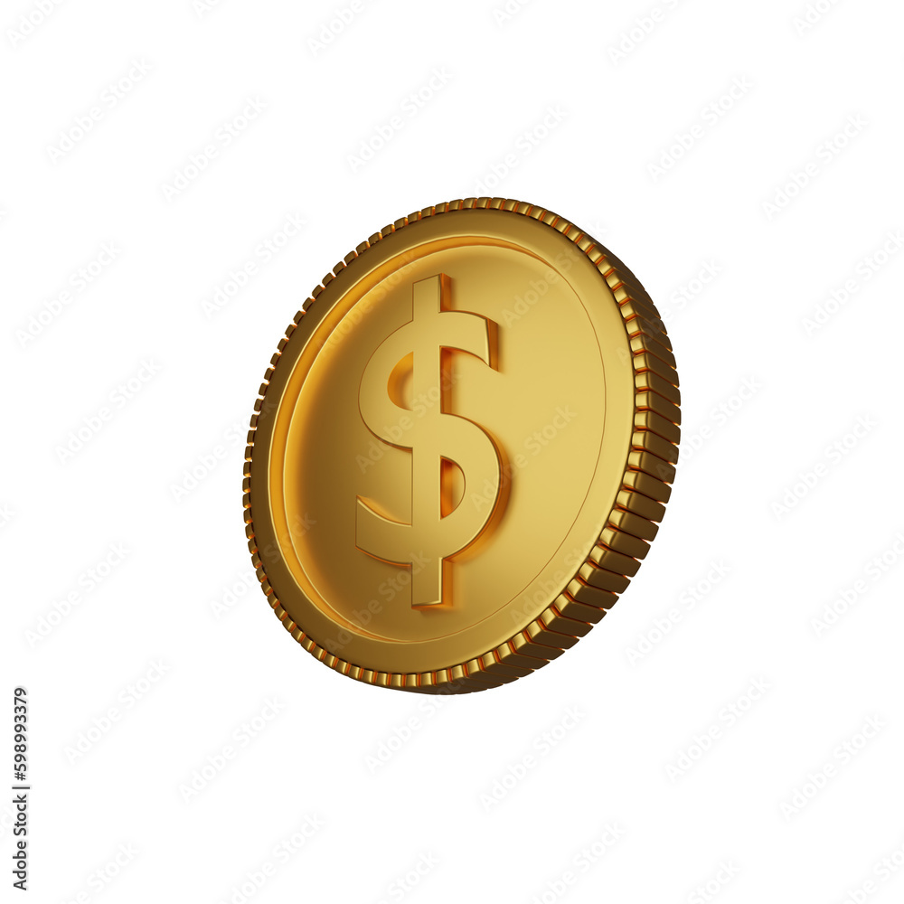 3d render golden coin transparent background icon 3d render golden coin transparent background icon