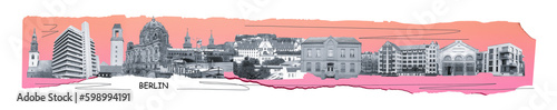 Photography Berlin collage with the city's t famous landmarks and Modern apartment building