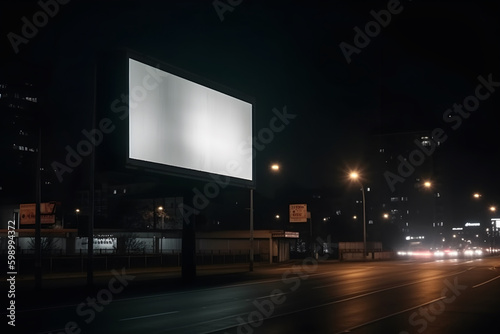empty billboard in a busy city during nighttime.