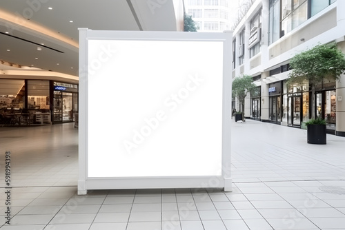 public shopping center mall or business center advertisement board space as empty blank white mockup signboard with copy space area