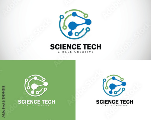 Science logo creative molecule circle growth DNA logo modern letter p