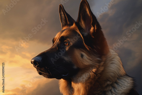 German shepherd. Portrait of a german shepherd dog. generative ai. Dog portrait