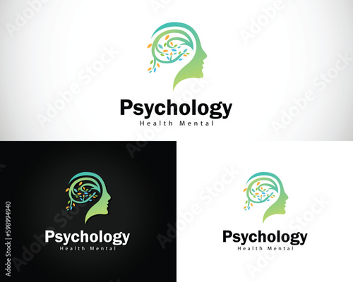 psychology logo creative health mental smart idea brain design concept modern human growth education
