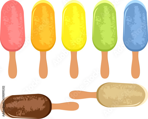 vector colorful icecream popsicles