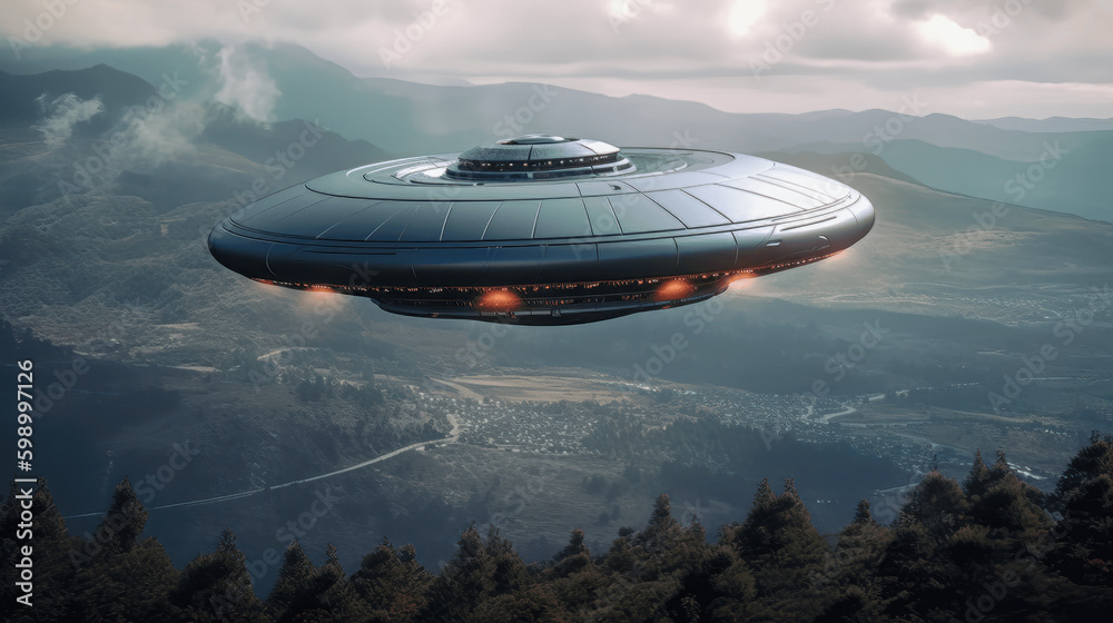 Fototapeta premium UFO, flying saucer, alien flying object