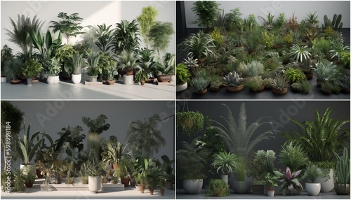 Un ensemble de plantes d'int rieur avec vue 3D Id al pour visualiser comment les plantes s'int grent dans un espace avant l'achat Peut tre utilis par des Passionn S de Jardinage ou des photo