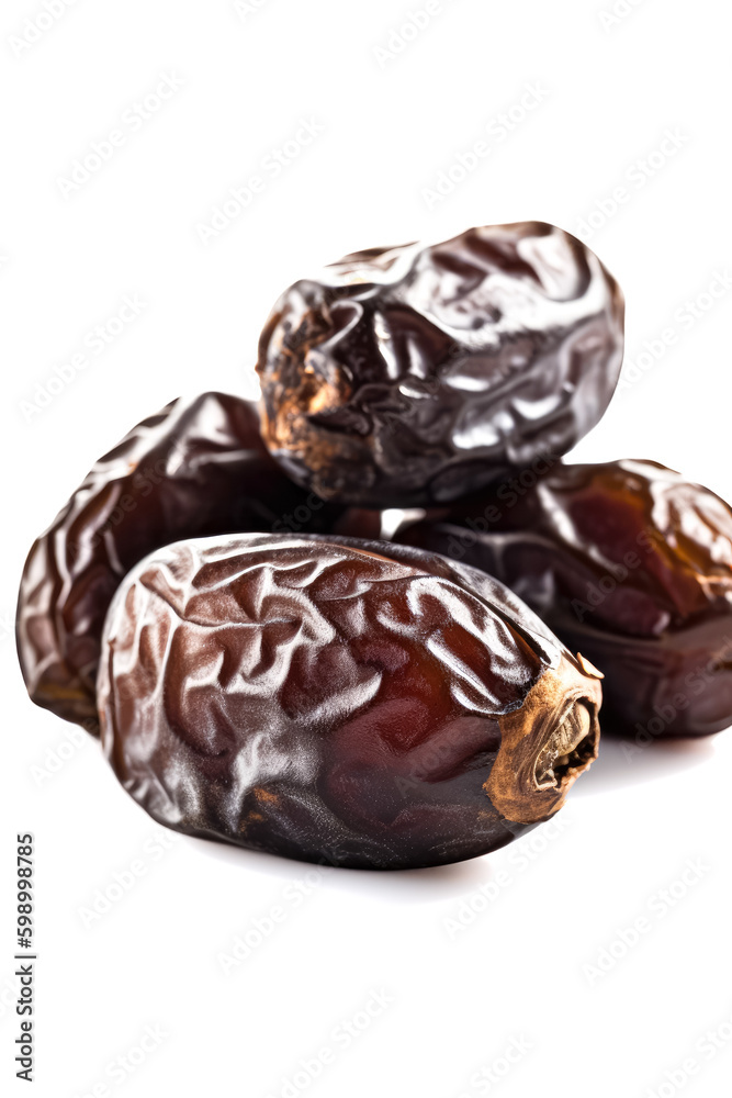 Dried dates isolated on white background. Isolate. Ai generated
