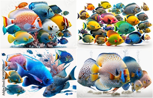 Beautifully detailed tropical fish and coral reef design Designed to bring the b Fototapet