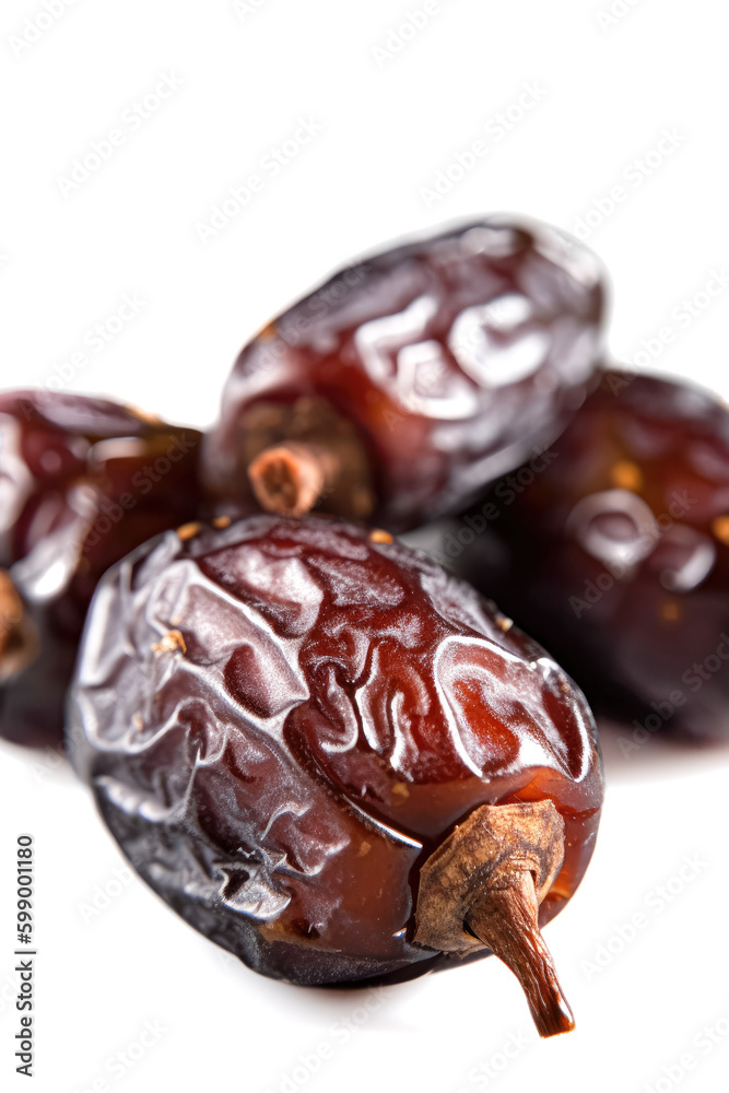 Dried dates isolated on white background. Isolate. Ai generated Dried dates isolated on white background. Isolate. Ai generated