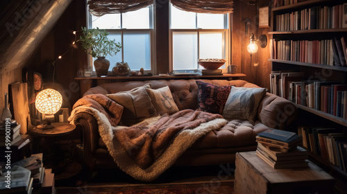 Cozy Reading Nook, generative AI, AI generated