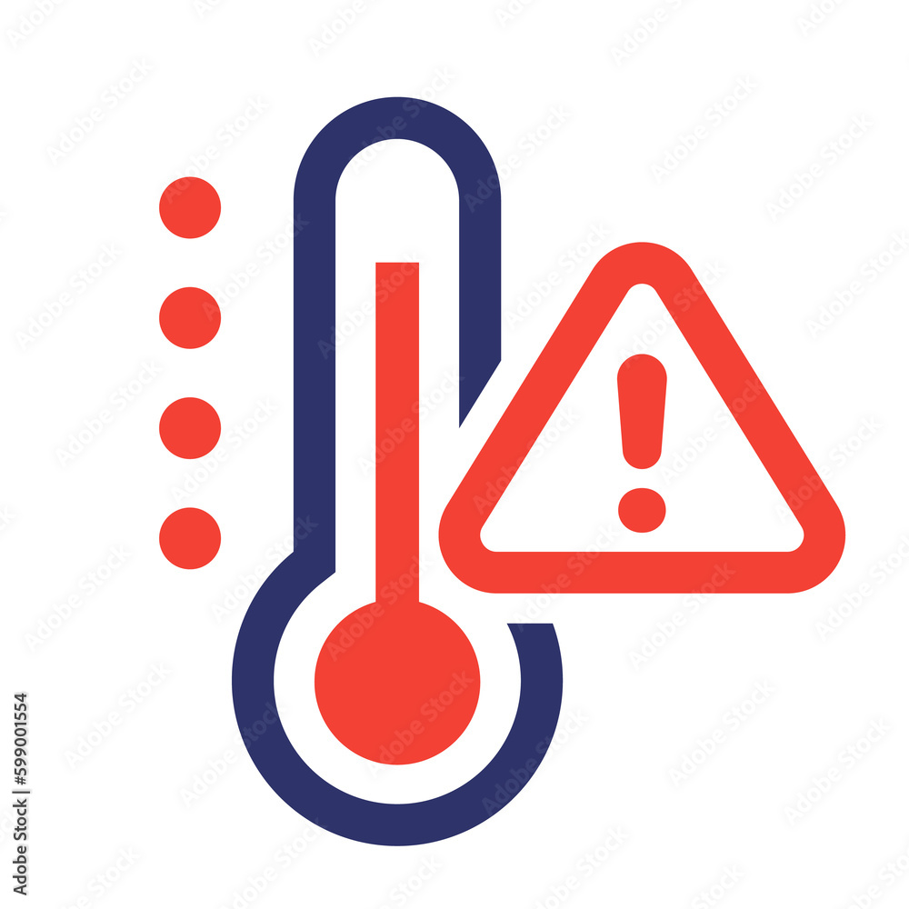 high temperature warning icon on white - obrazy, fototapety, plakaty 