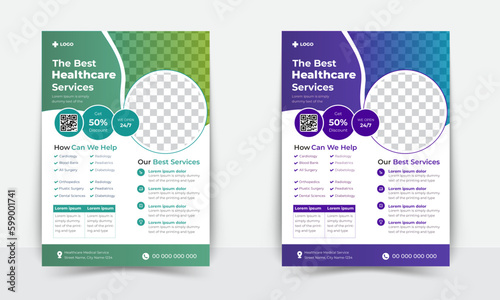 Healthcare cover, template Corporate healthcare, and medical flyer design vector or poster design layout