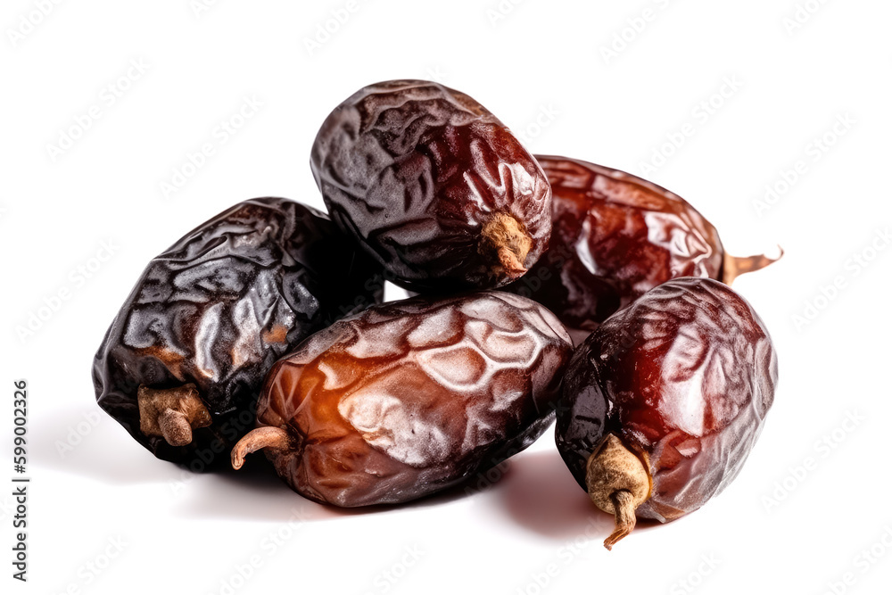 Dried dates isolated on white background. Isolate. Ai generated Dried dates isolated on white background. Isolate. Ai generated